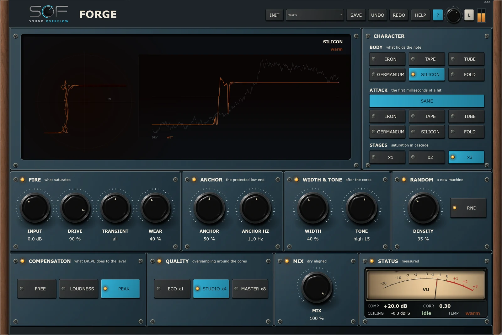 Interface de FORGE, preset Wall
