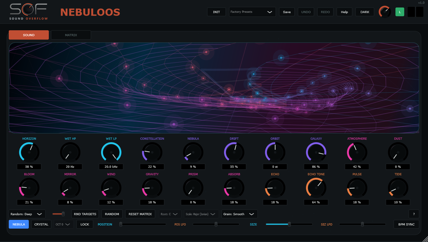Interface de l’effet granulaire NEBULOOS