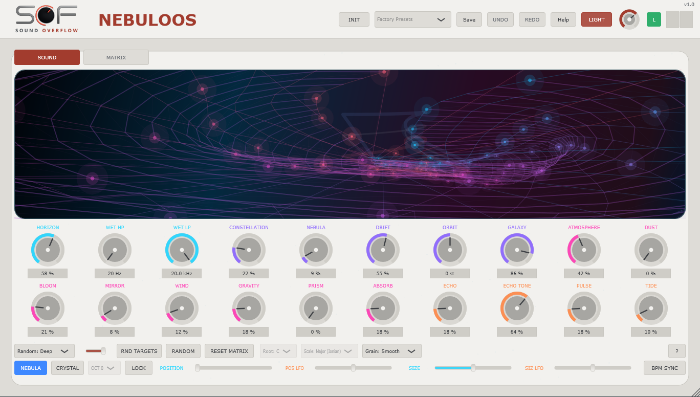 Interface de l’effet granulaire NEBULOOS